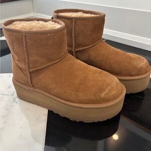 UGG Chestnut Suede Platform Boots